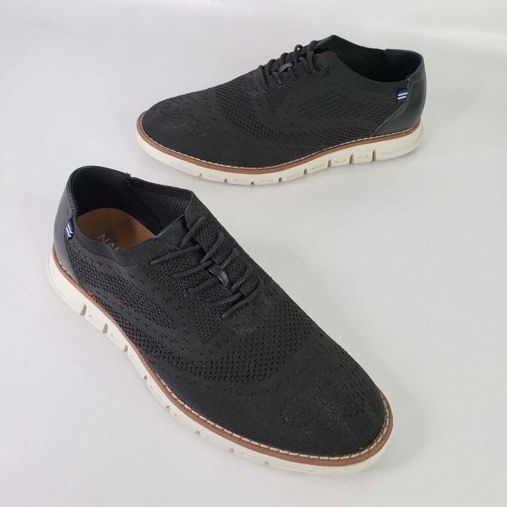 Nautica Men's Wing-Deck Oxford Shoe Sneaker Size 11 Black Knit Lightweight